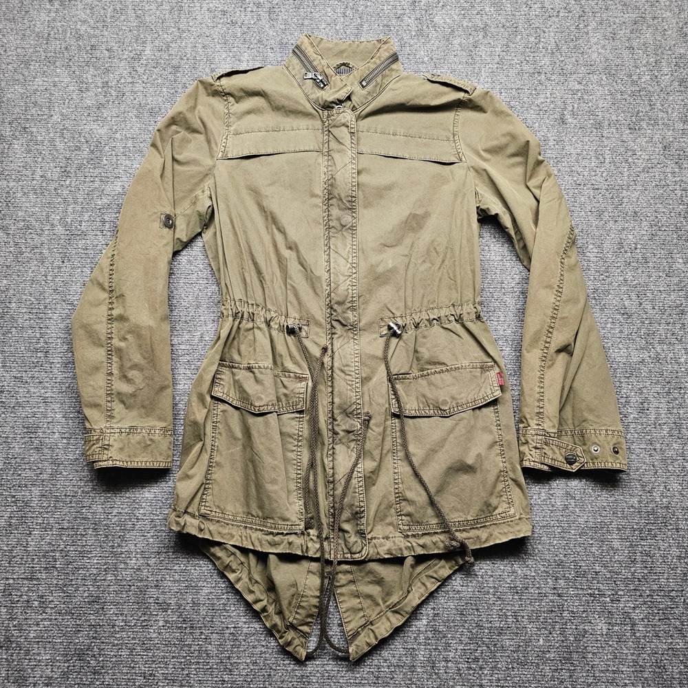 Levis Womens Military Field Jacket Olive Green Utility Parka XS